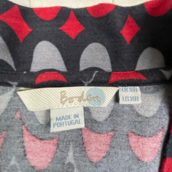 Boden Red Navy Long Sleeve Wrap Dress Size 14R - Picture 2 of 11